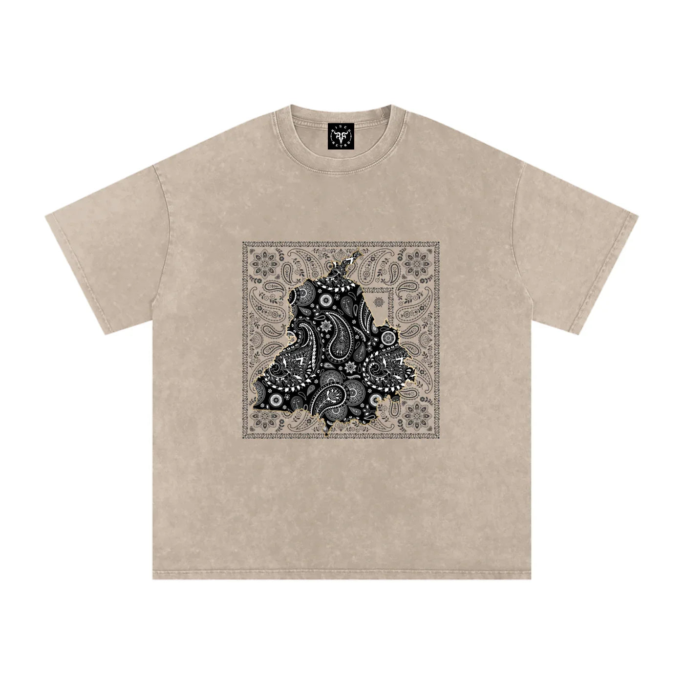 T-shirt oversize en coton délavé Panjab X Bandana Paisley v2