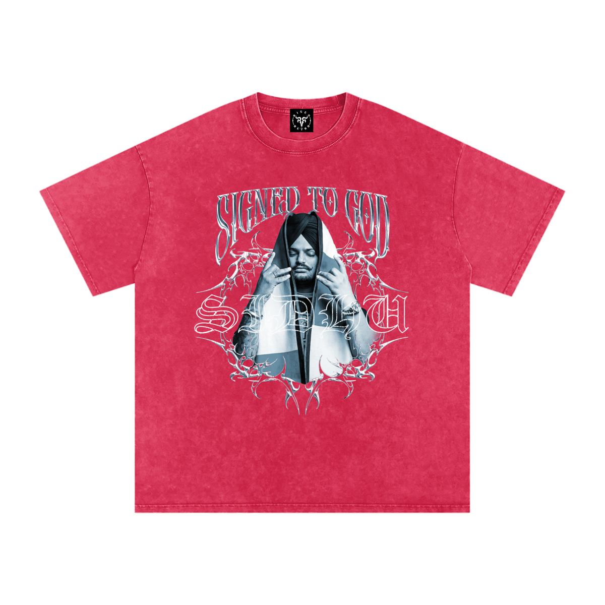SIGNED TO GOD | SIDHU MOOSE WALA | Snow Washed Oversized Cotton T-Shirt | RISENRETRO