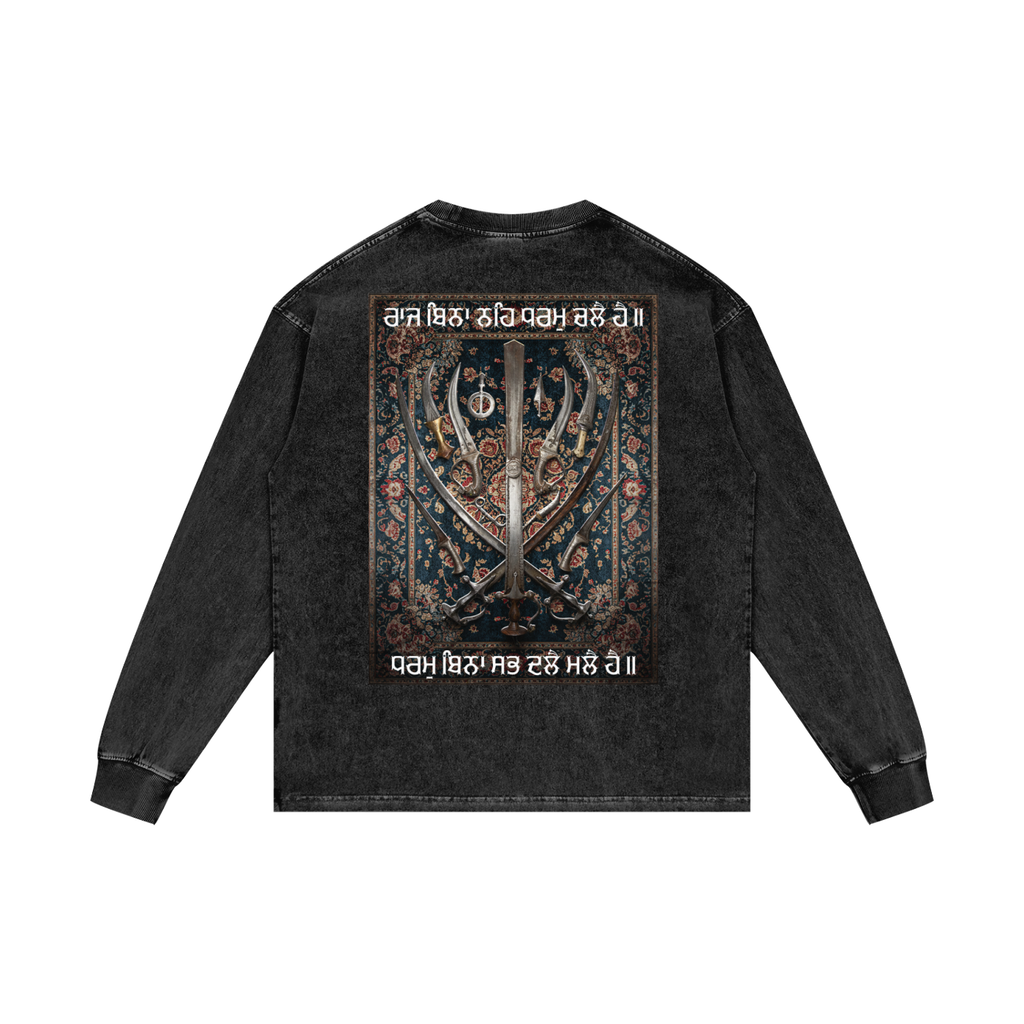 The Khalsa Spirit  | RISENRETRO | Acid Wash Oversize Long Sleeve T-Shirt