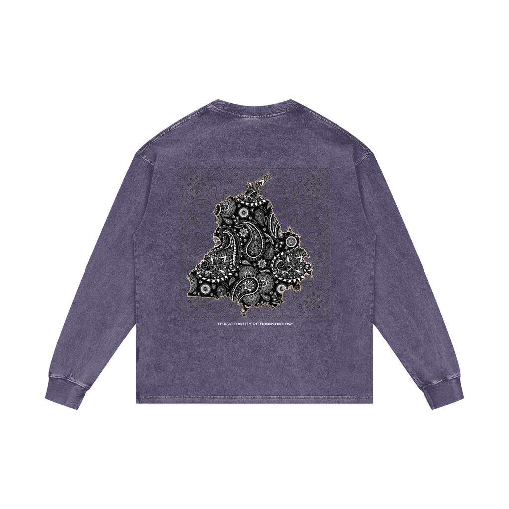 PANJAB BANDANA | RISENRETRO | Acid Wash Oversize Long Sleeve T-Shirt