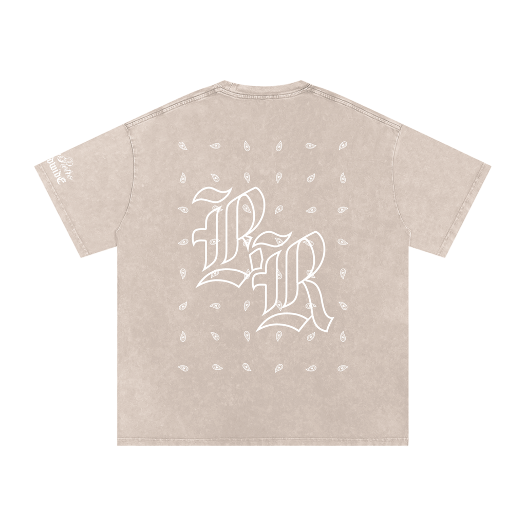 RISENRETRO PAISLEY Snow Washed Oversized Cotton T-Shirt