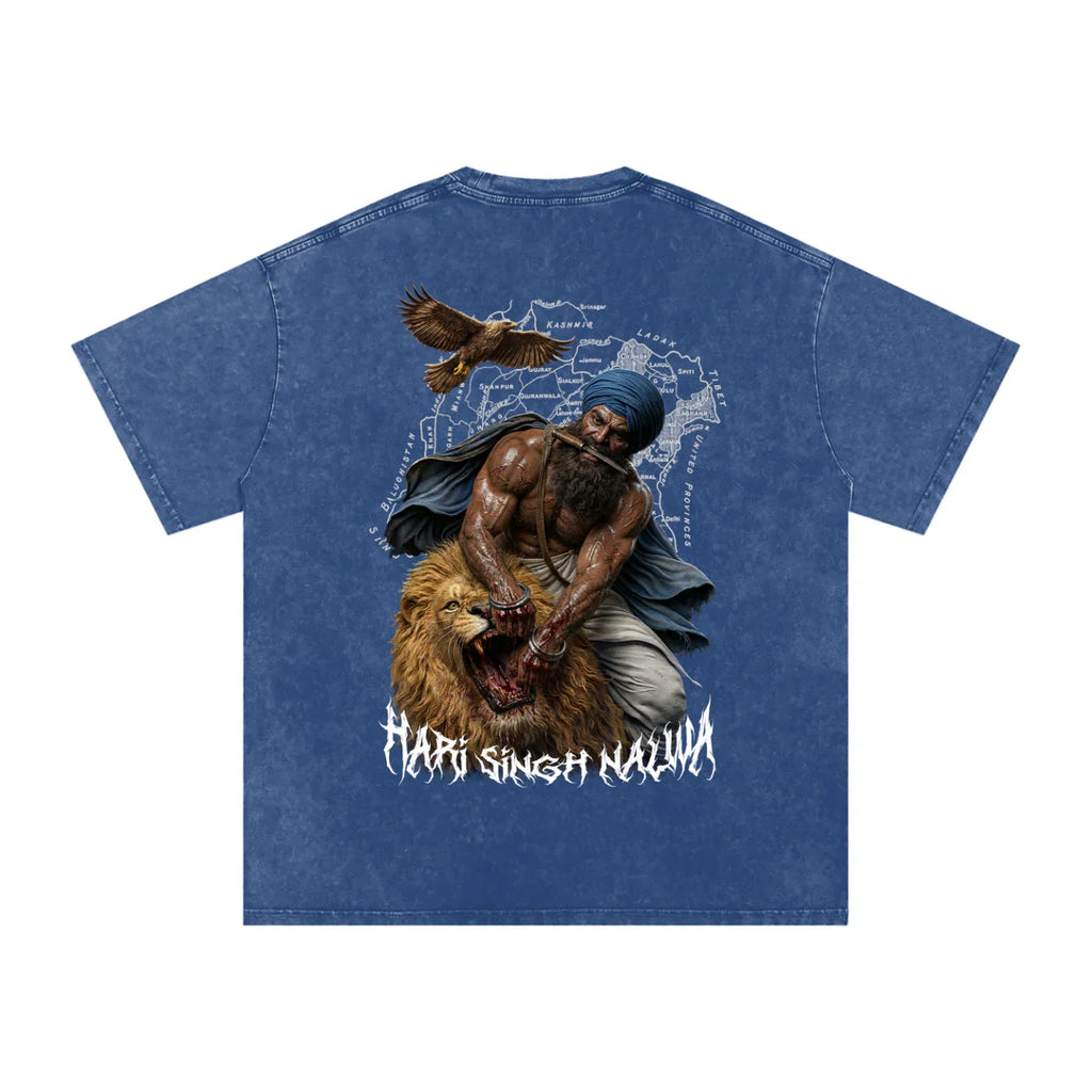 Sher-e-Punjab: Nalwa Edition Snow Washed Oversized Cotton T-Shirt