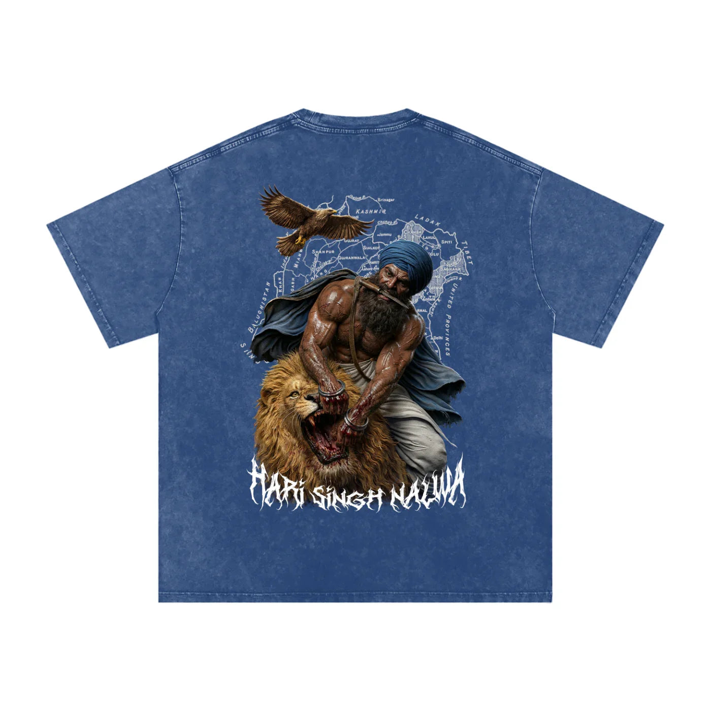 Sher-e-Punjab: Nalwa Edition Snow Washed Oversized Cotton T-Shirt
