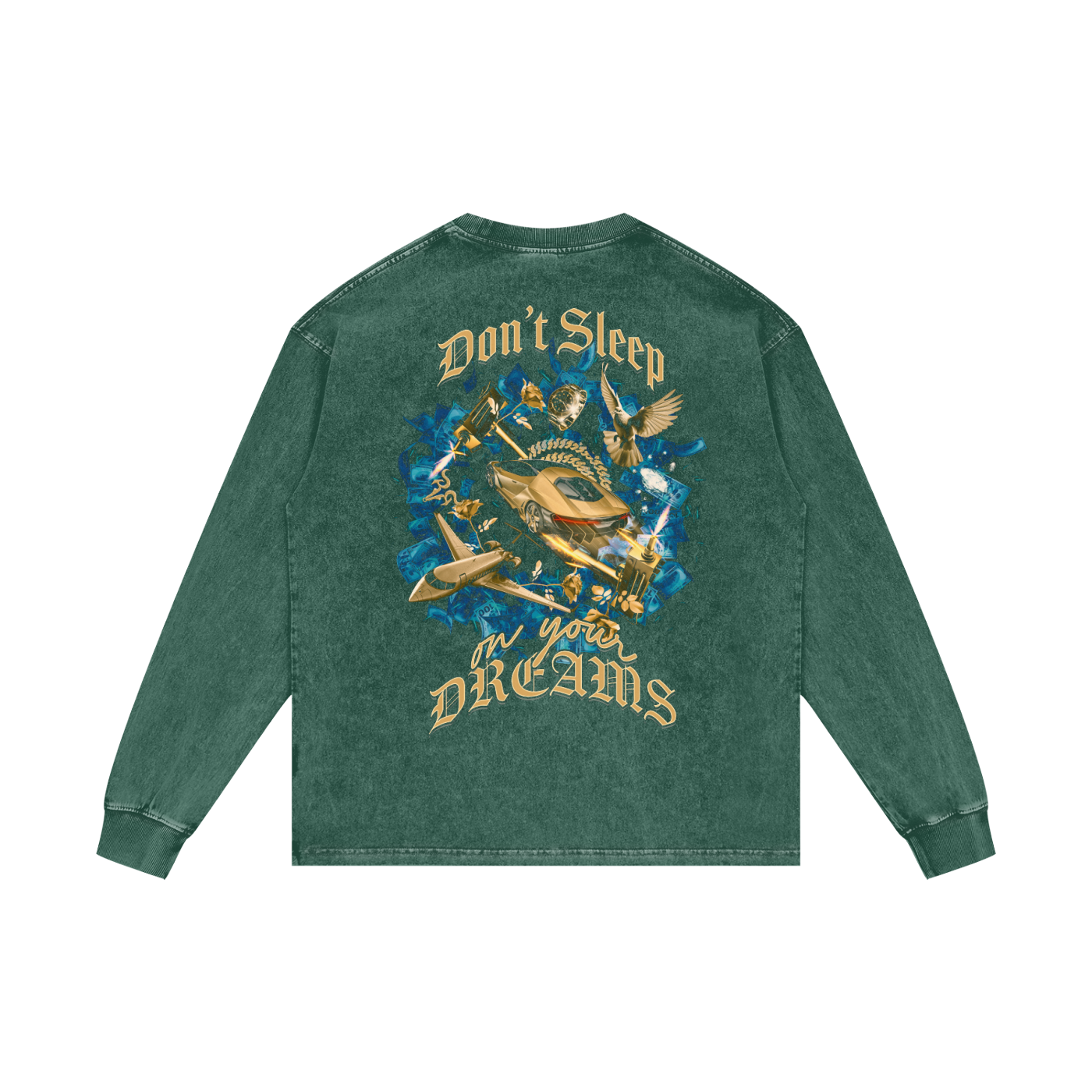 Don't Sleep on your Dreams X RisenRetro Acid Wash Oversize Long Sleeve T-Shirt