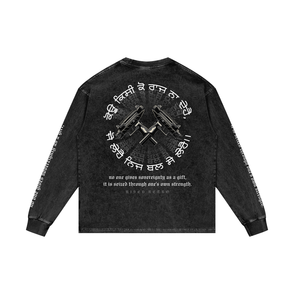 FORCE OF WILL | RISENRETRO | Acid Wash Oversize Long Sleeve T-Shirt
