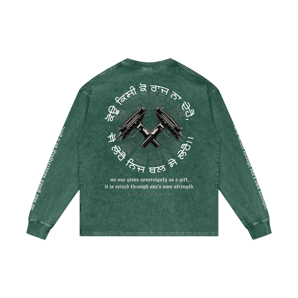FORCE OF WILL | RISENRETRO | Acid Wash Oversize Long Sleeve T-Shirt