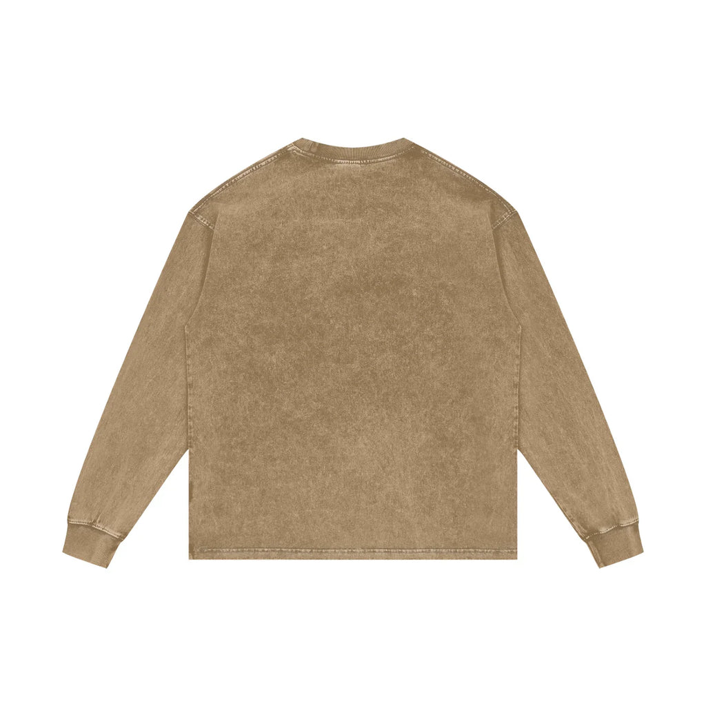 Doberman Rage X Risen Retro Acid Wash Oversize Long Sleeve T-Shirt