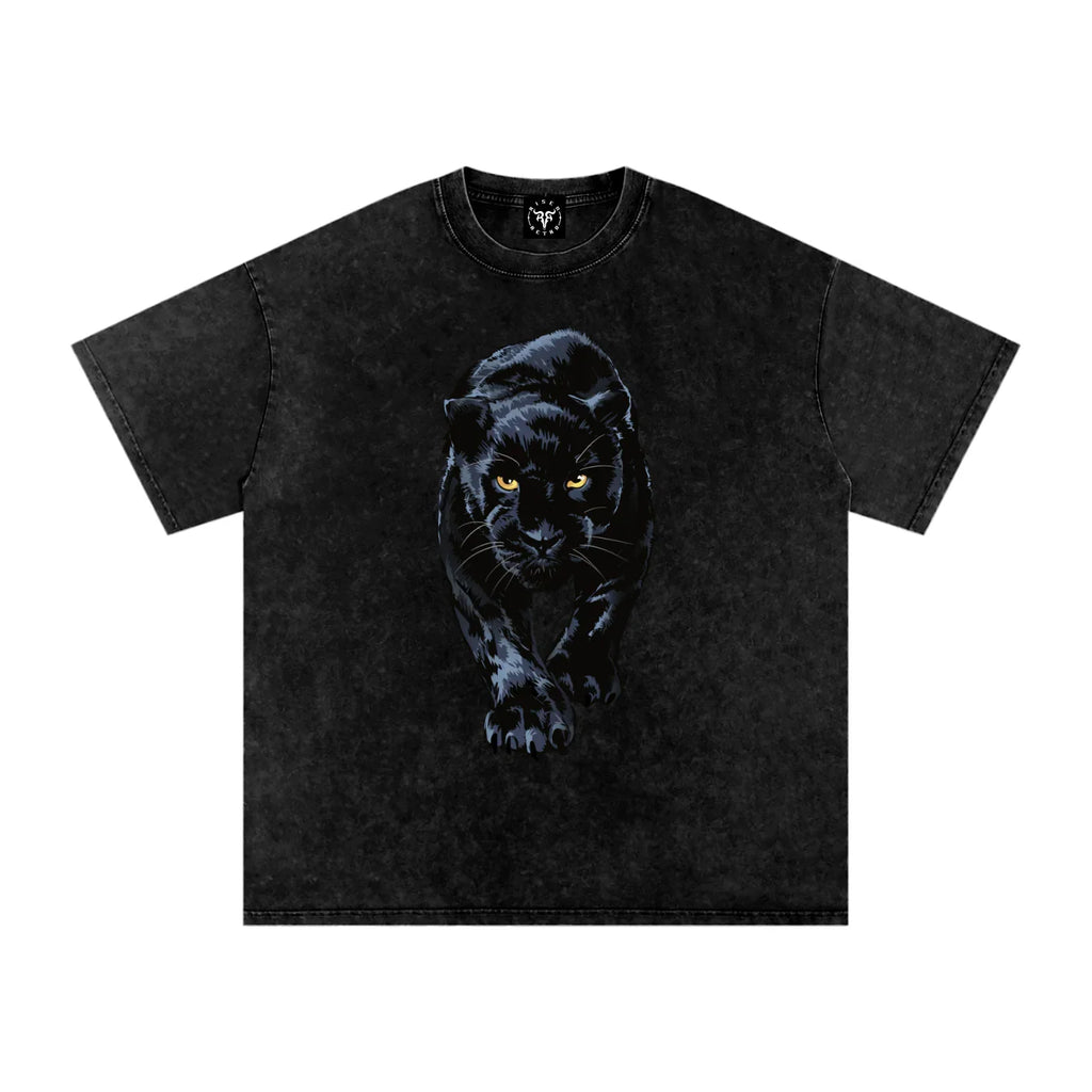 Panther Prowl Snow Washed Oversized Cotton T-Shirt