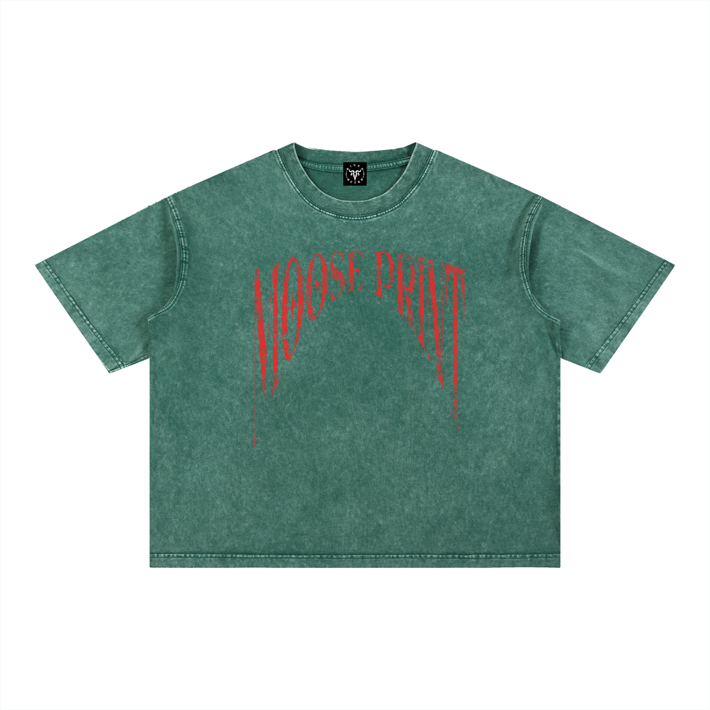 Moose Print S.M.W X RISEN RETRO Wash Boxy Cotton T-Shirt