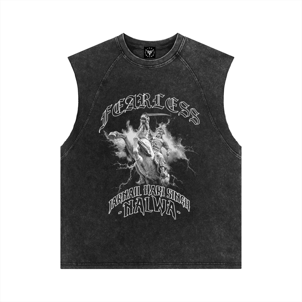 Fearless Hari Singh Nalwa Gym Vest Snow Washed Tank Top