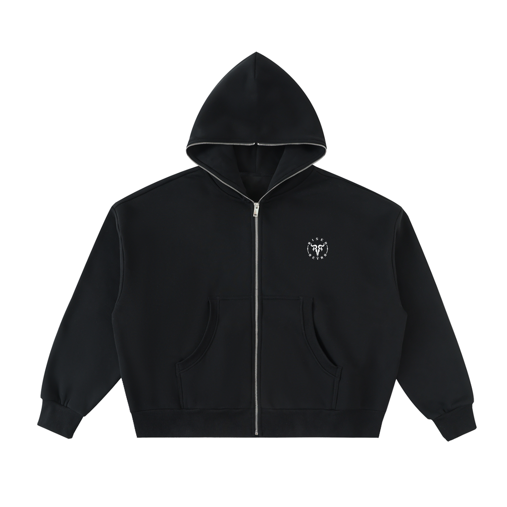 RISENRETRO X Fleeced Full-Zip Boxy Hoodie