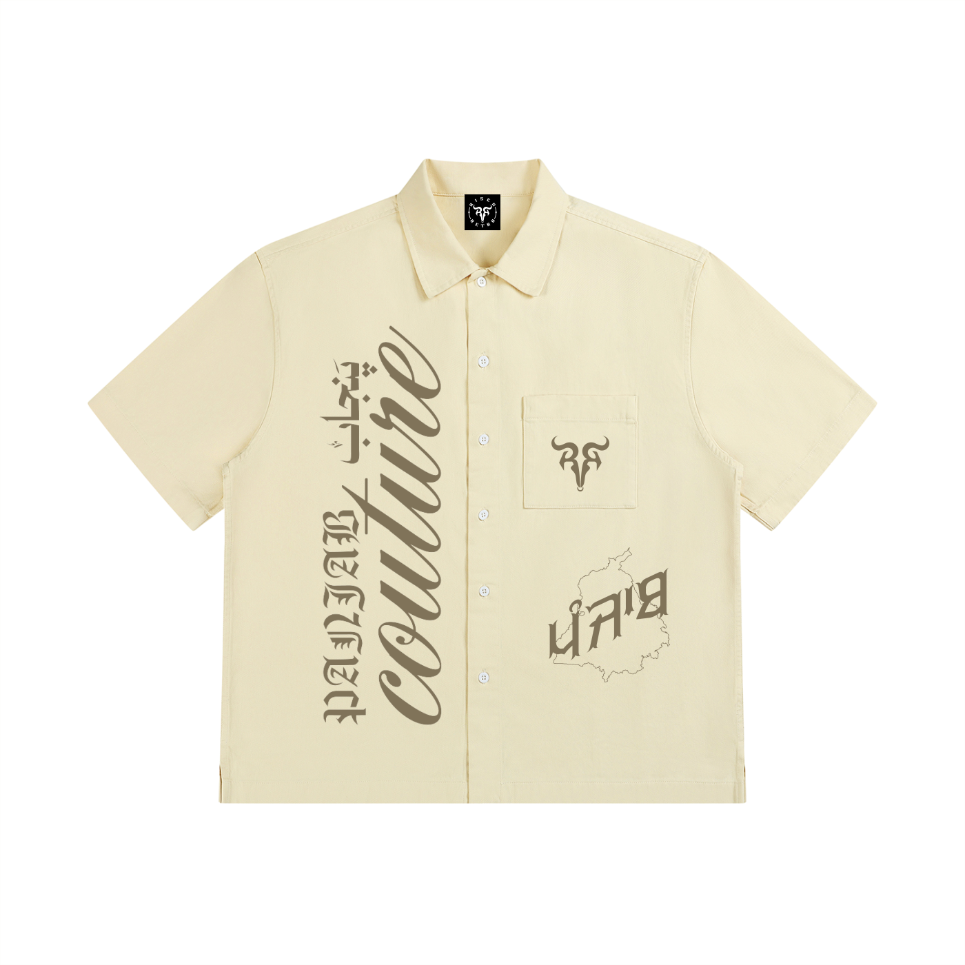 PANJAB COUTURE  X RisenRetro Unisex Boxy Patch Pocket Short Sleeve Shirt