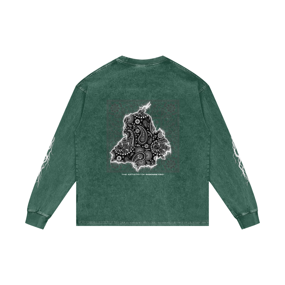 Panjab Bandana Flash  | RISENRETRO |  Acid Wash Oversize Long Sleeve T-Shirt