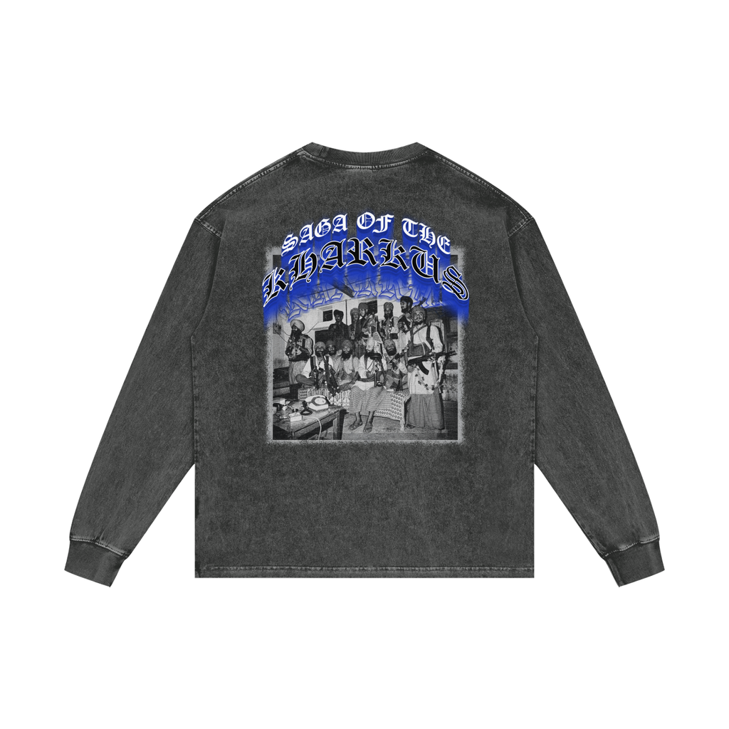 SAGA OF KHARKU'S | RISENRETRO | Acid Wash Oversize Long Sleeve T-Shirt