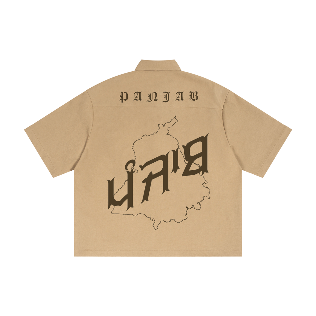 PANJAB COUTURE KHAKHI X Risen Retro Unisex Boxy Heavyweight Short Sleeve Shirt