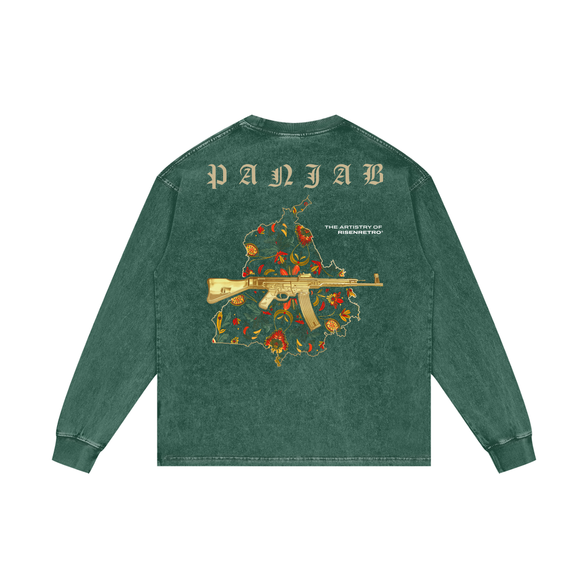 VINTAGE PANJAB | RISENRETRO | Acid Wash Oversize Long Sleeve T-Shirt