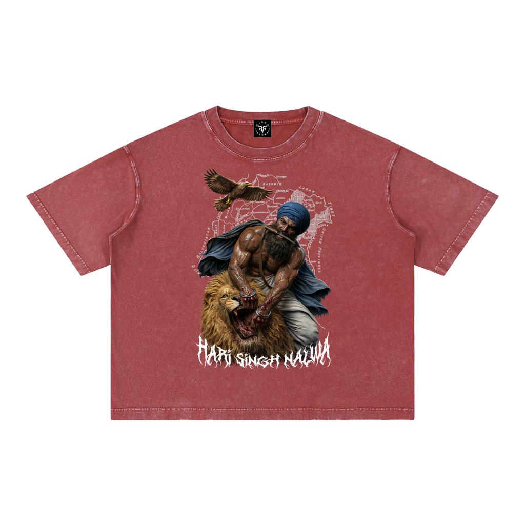Sher-e-Punjab: Nalwa Edition | Risen Retro Mineral Wash Boxy Cotton T-Shirt