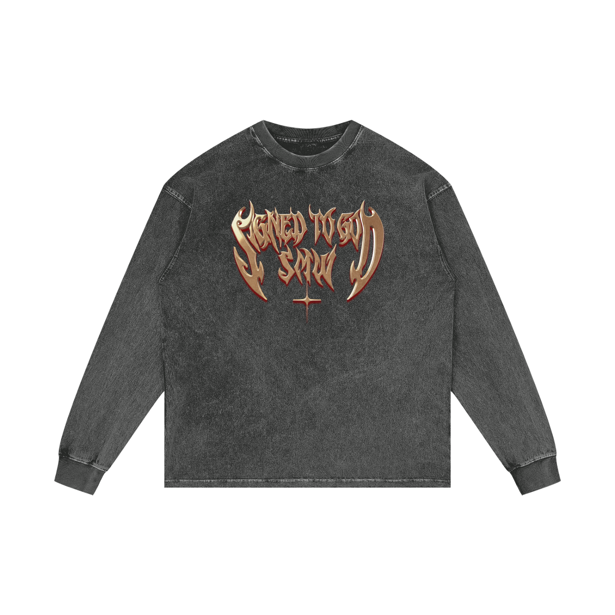 SMW | Signed To God | RisenRetro | Acid Wash Oversize Long Sleeve T-Shirt