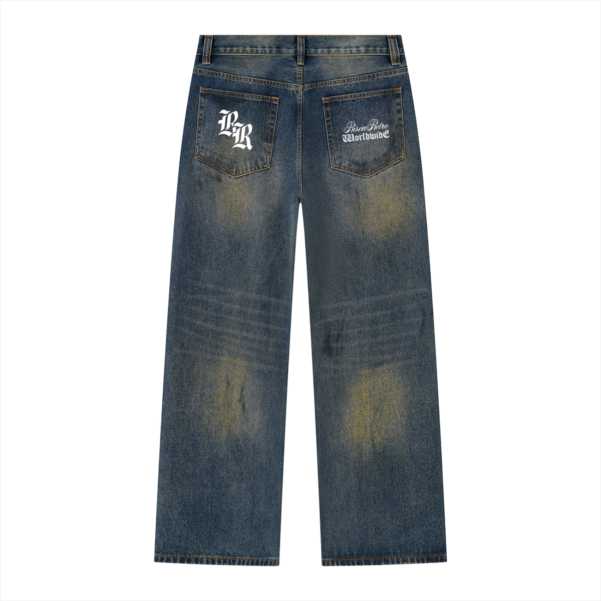 RISENRETRO | Men's Vintage Wash Wide Leg Denim Jeans