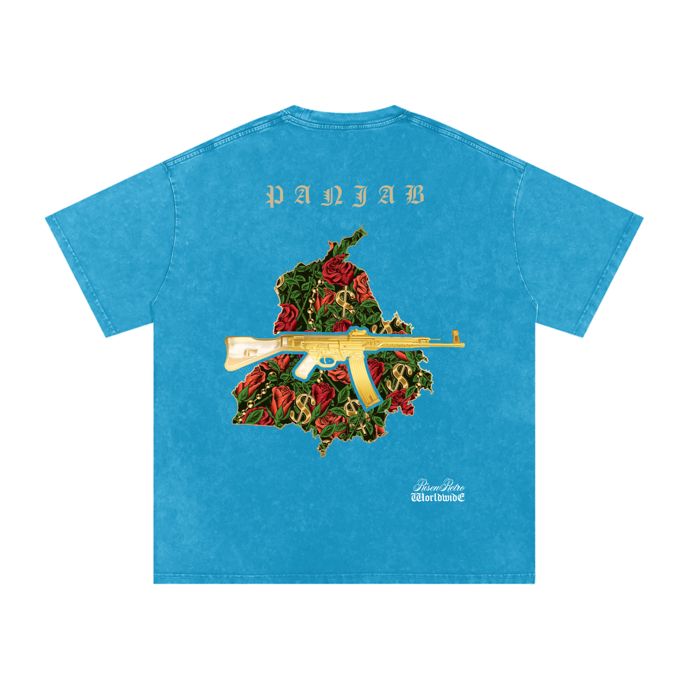Vintage Panjab v4 X RisenRetro Snow Washed Oversized Cotton T-Shirt