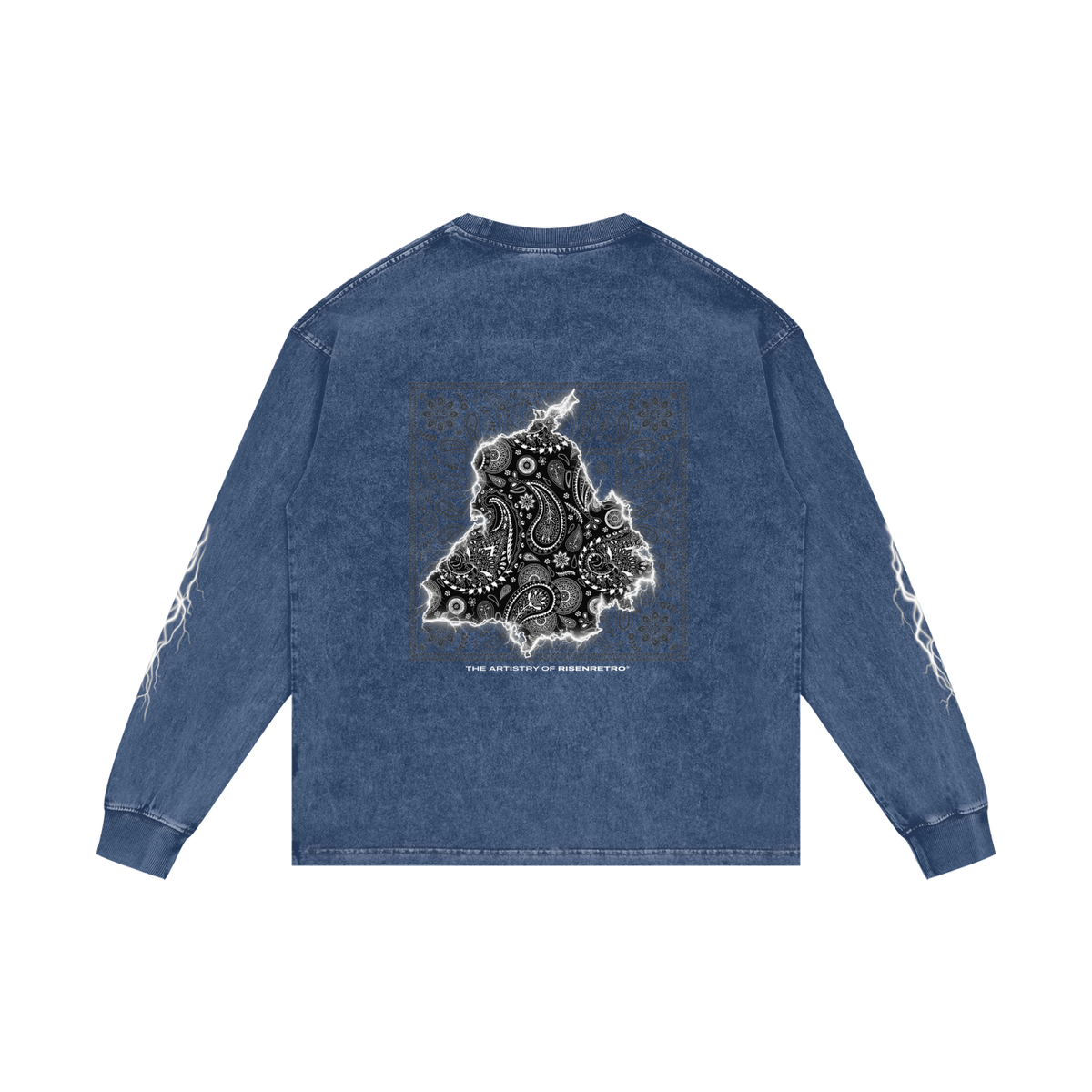 Panjab Bandana Flash  | RISENRETRO |  Acid Wash Oversize Long Sleeve T-Shirt