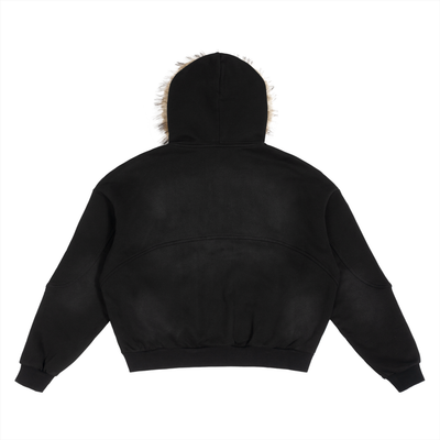Risen Retro Sun Fade Boxy Detachable Fur Hoodie