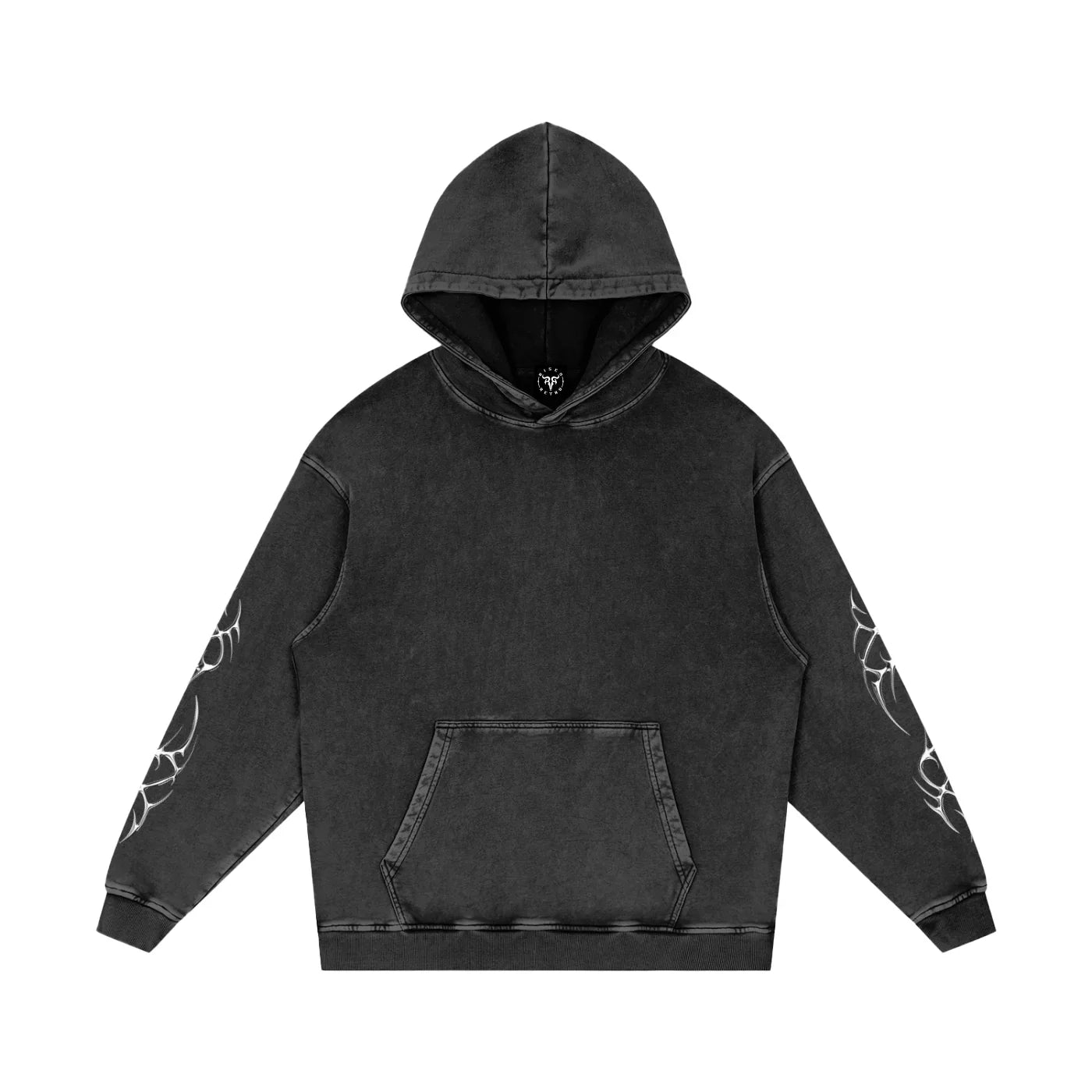 Sweat à capuche ample en coton délavé Liquid Metal Star Snow