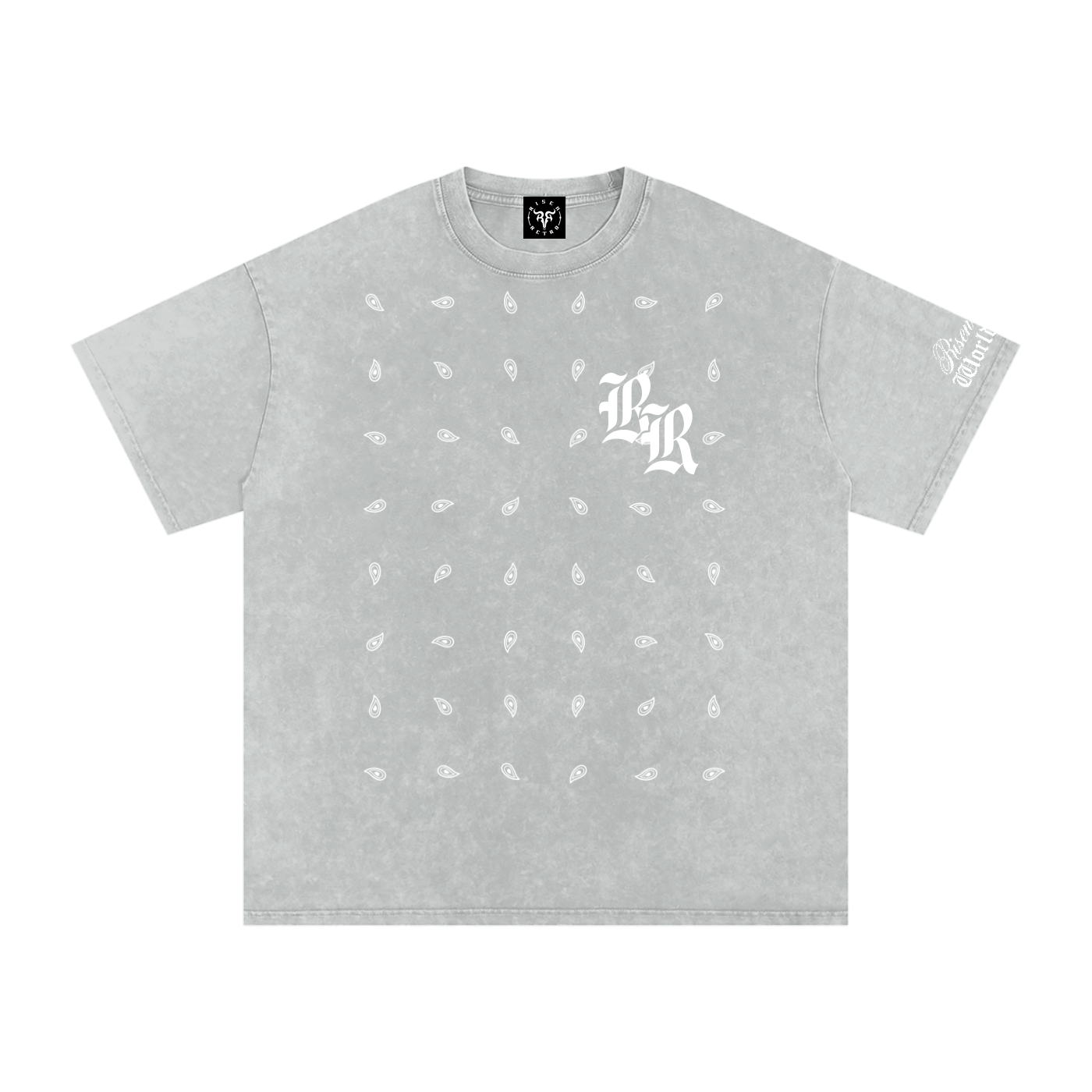RISENRETRO PAISLEY Snow Washed Oversized Cotton T-Shirt