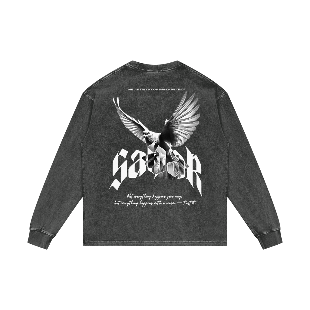 SABAR | RISENRETRO | Acid Wash Oversize Long Sleeve T-Shirt