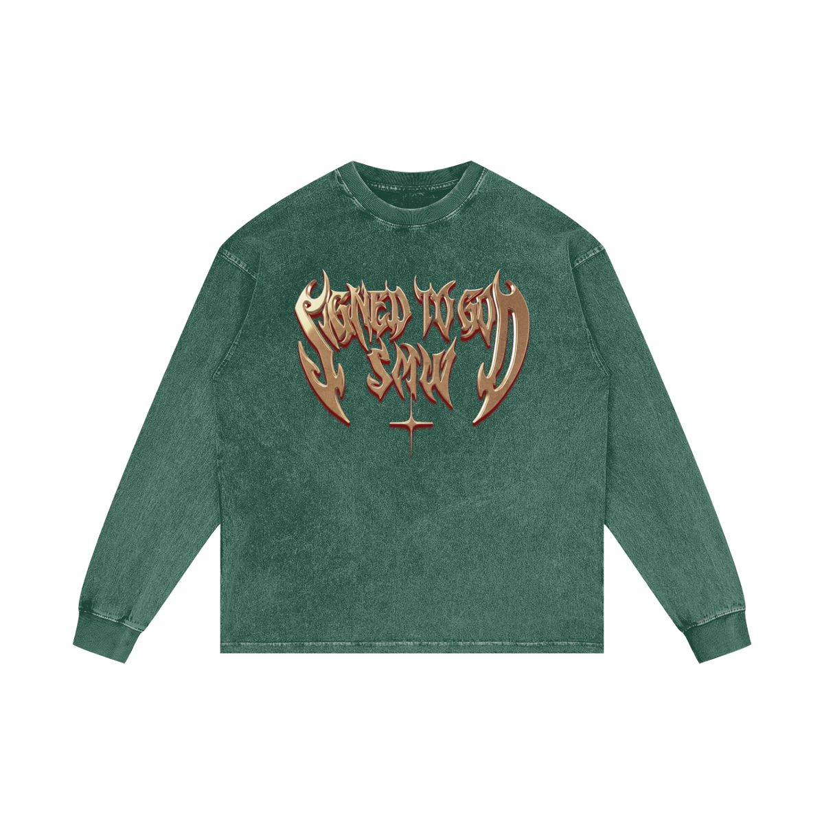 SMW CUSTOM | Signed To God | RisenRetro | Acid Wash Oversize Long Sleeve T-Shirt