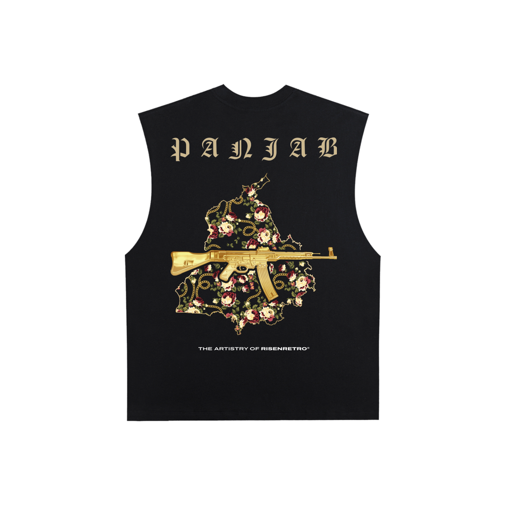 VINTAGE PANJAB V3 | RISENRETRO |Raw Edge Cotton Tank Top