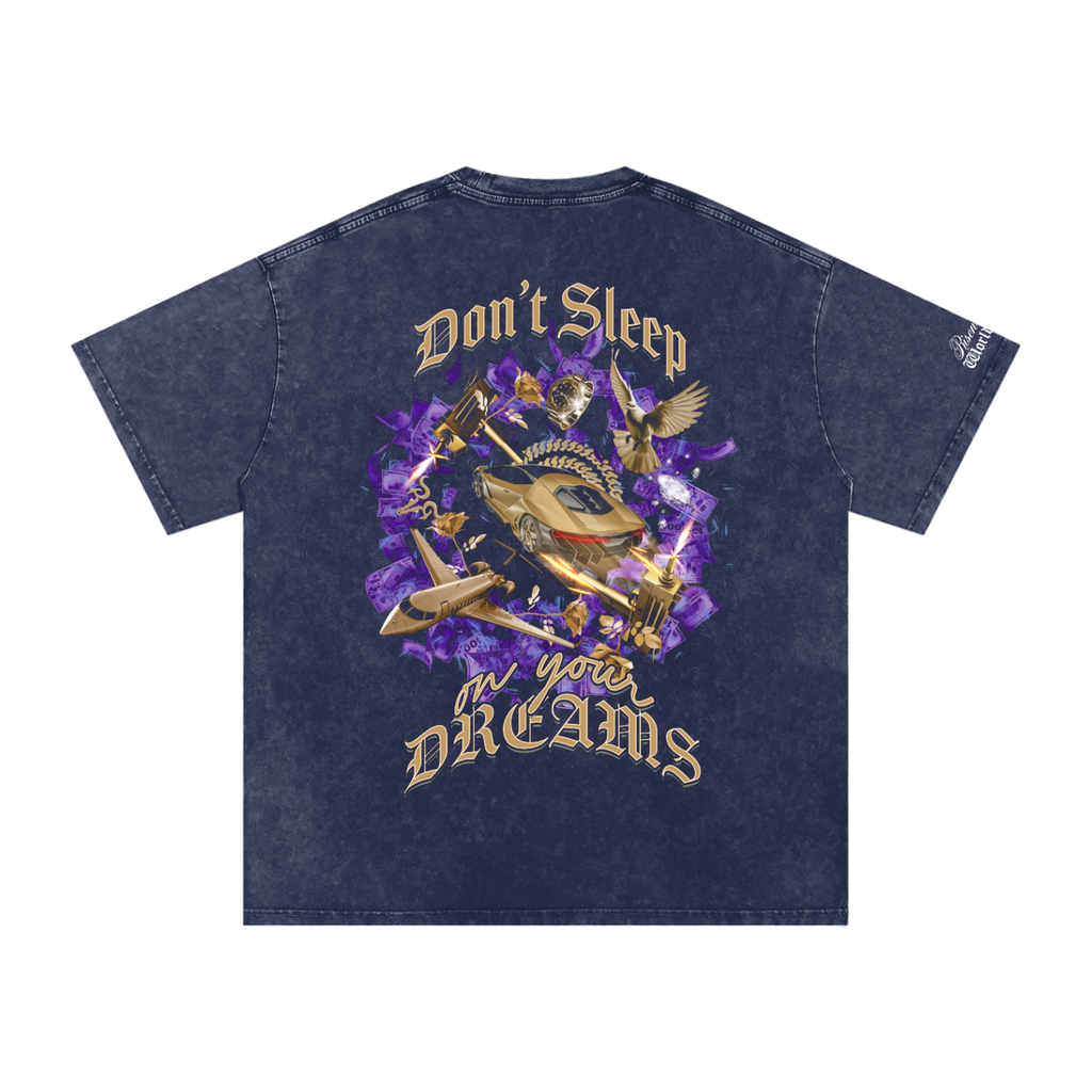 Don't Sleep on Your Dreams X RisenRetro Snow Washed Oversized Cotton T-Shirt
