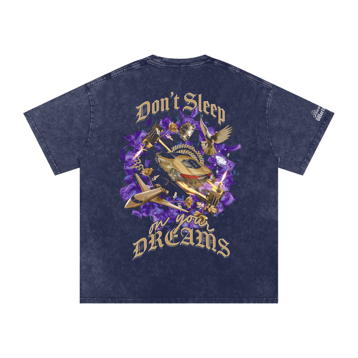 Don't Sleep on Your Dreams X RisenRetro Snow Washed Oversized Cotton T-Shirt