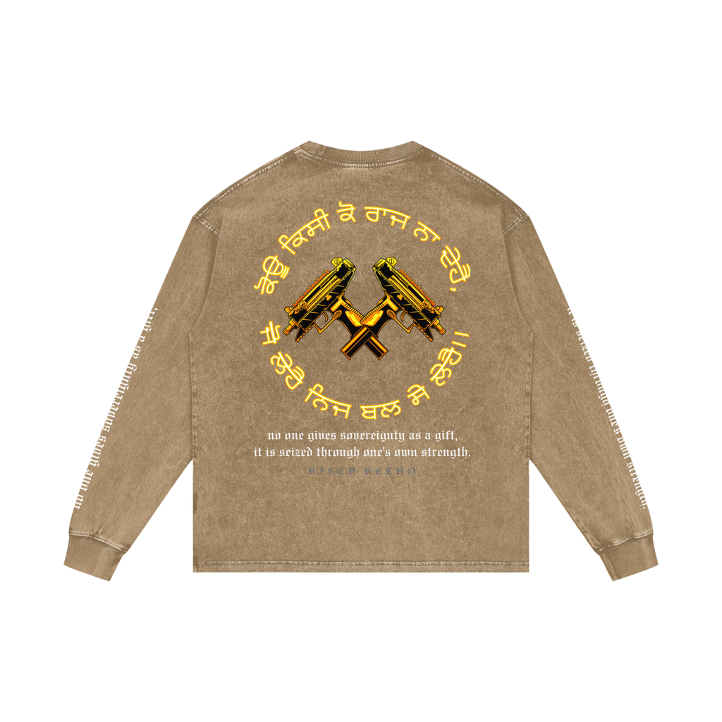 FORCE OF WILL 3 | RISENRETRO | Acid Wash Oversize Long Sleeve T-Shirt