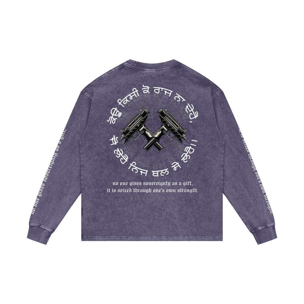 FORCE OF WILL 2 | RISENRETRO | Acid Wash Oversize Long Sleeve T-Shirt
