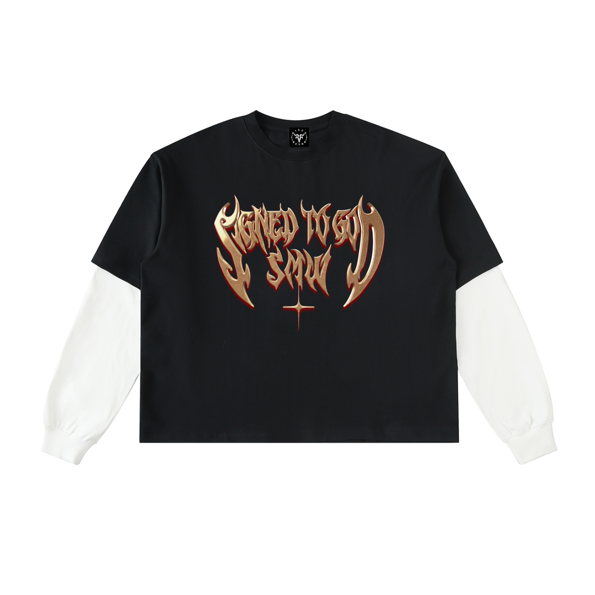 SMW | SIGNED TO GOD | Layered Contrast Sleeve Cotton T-Shirt
