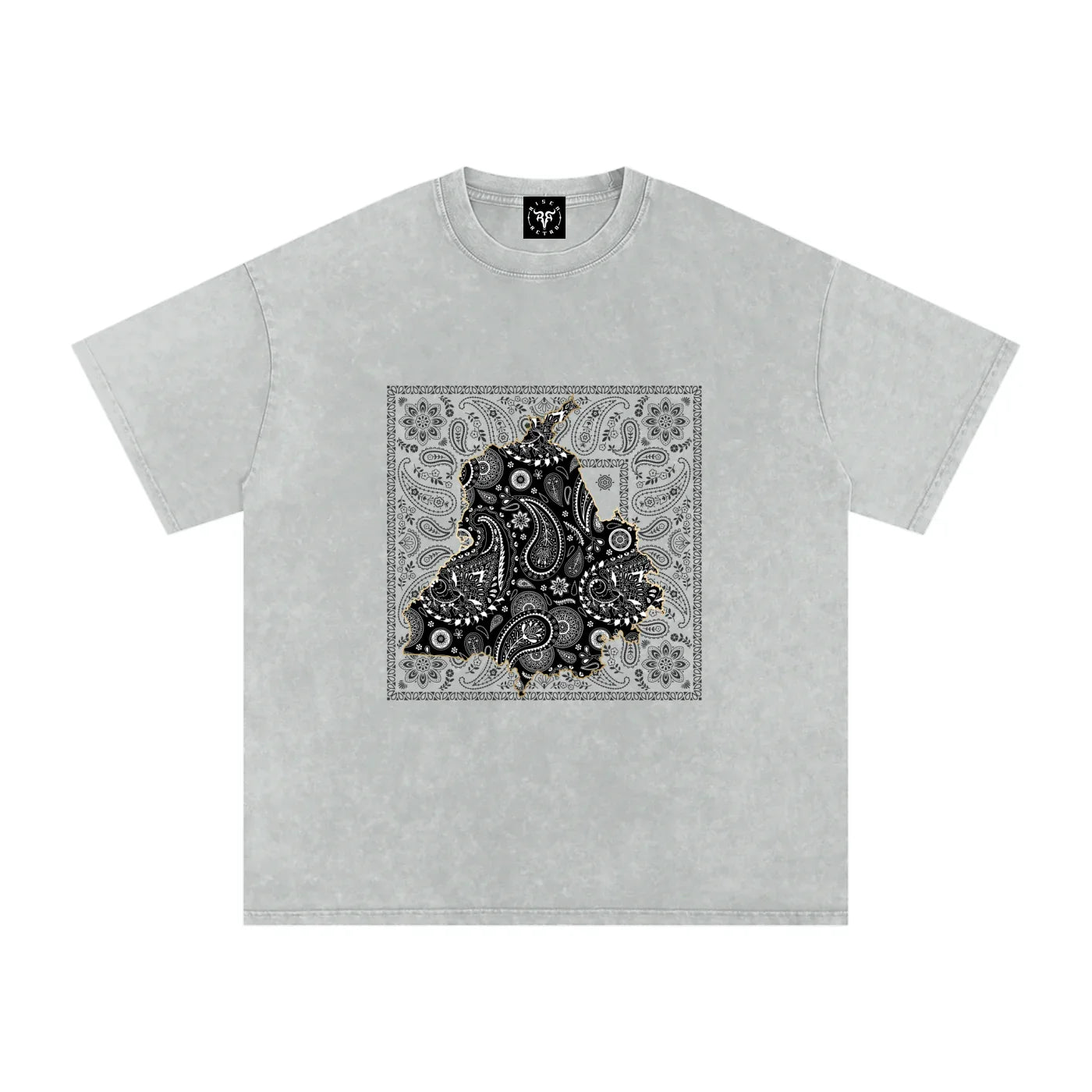 T-shirt oversize en coton délavé Panjab X Bandana Paisley v2