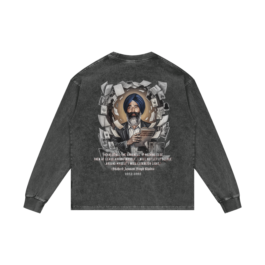 JASWANT SINGH KHALRA | RISENRETRO| Acid Wash Oversize Long Sleeve T-Shirt