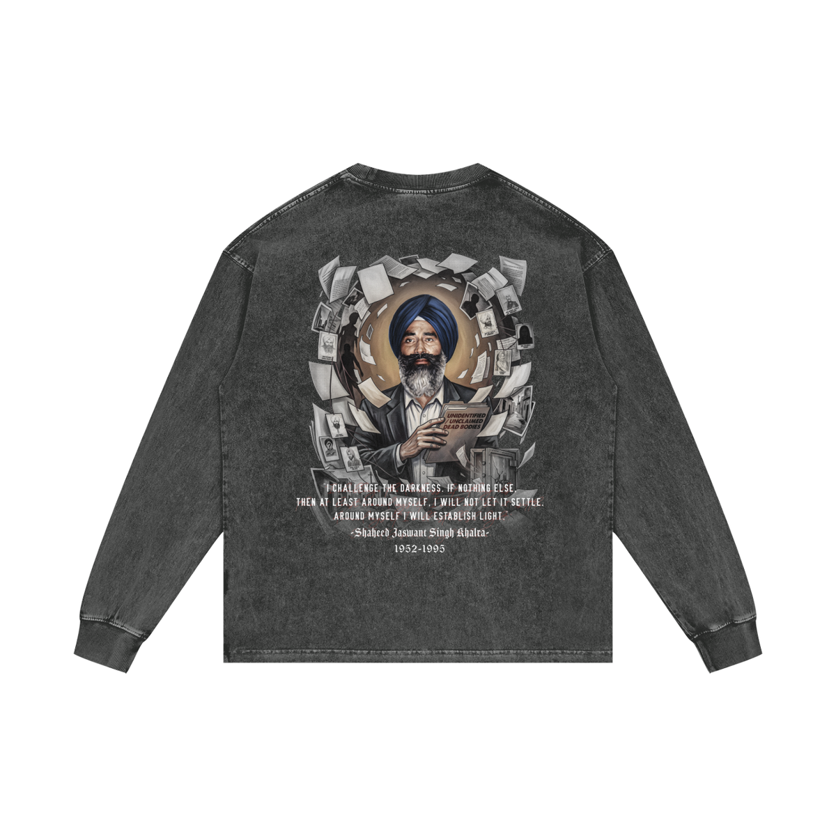 JASWANT SINGH KHALRA | RISENRETRO| Acid Wash Oversize Long Sleeve T-Shirt