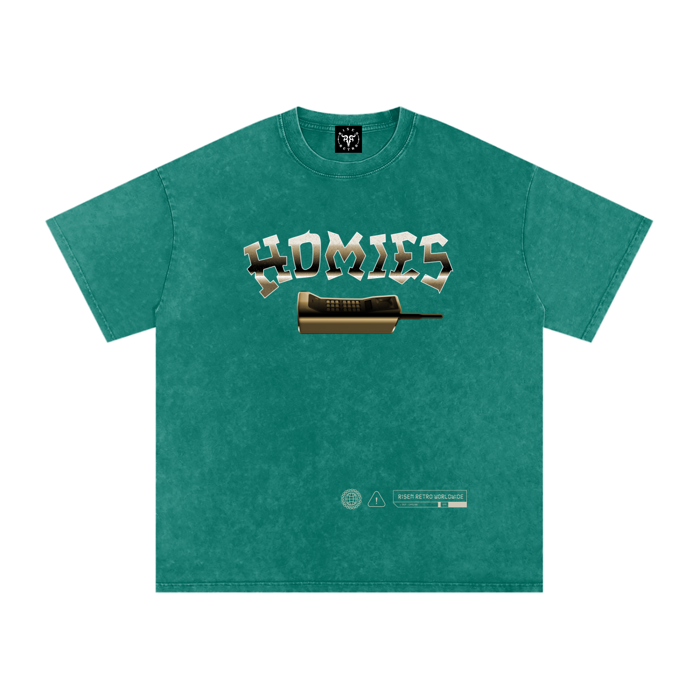 HOMIES 911 x RISEN RETRO Snow Washed Oversized Cotton T-Shirt
