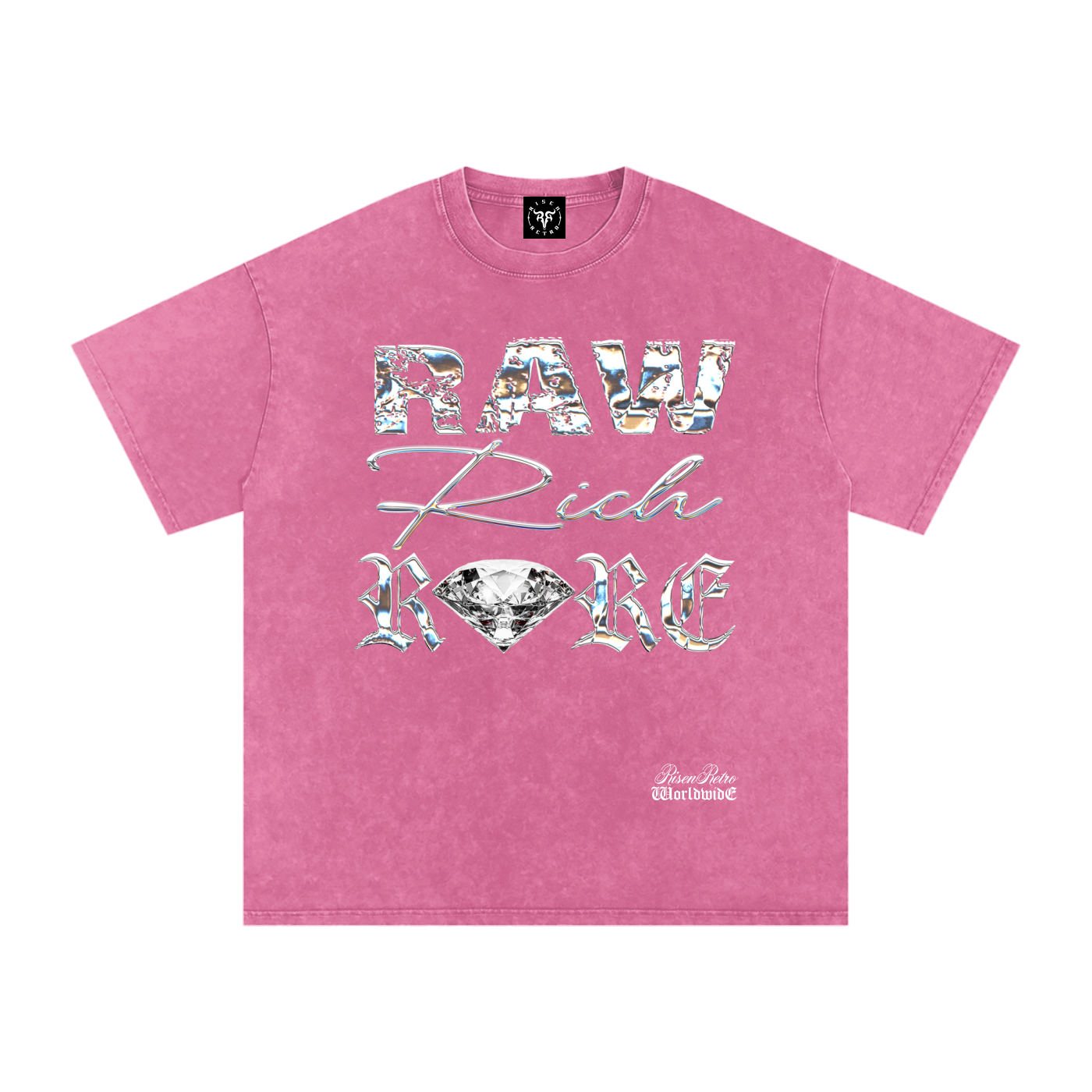 RAW RICH RARE x RISEN RETRO Snow Washed Oversized Cotton T-Shirt