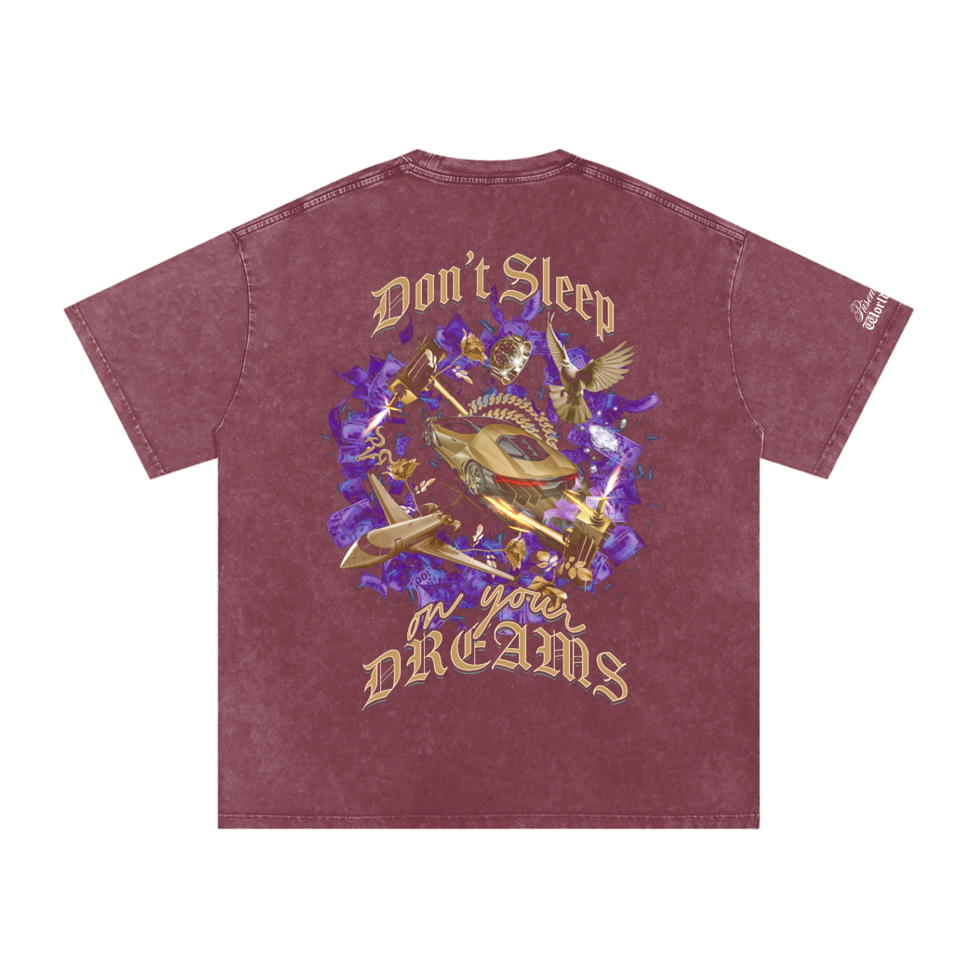 Don't Sleep on Your Dreams X RisenRetro Snow Washed Oversized Cotton T-Shirt