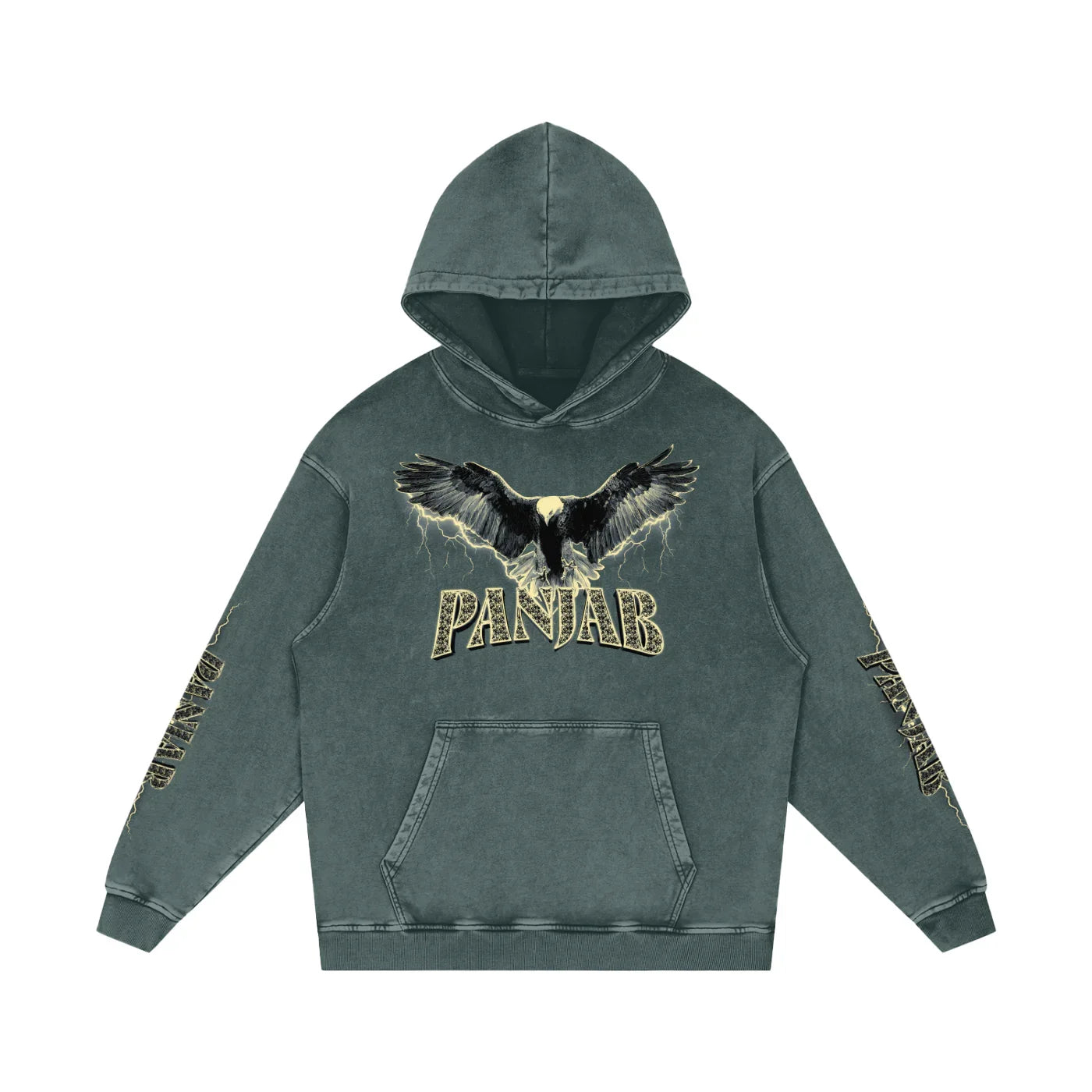 Panjab Vintage Snow Washed Loose Cotton Hoodie