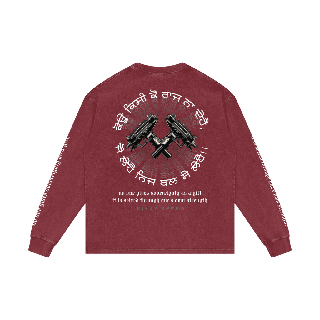 FORCE OF WILL | RISENRETRO | Acid Wash Oversize Long Sleeve T-Shirt