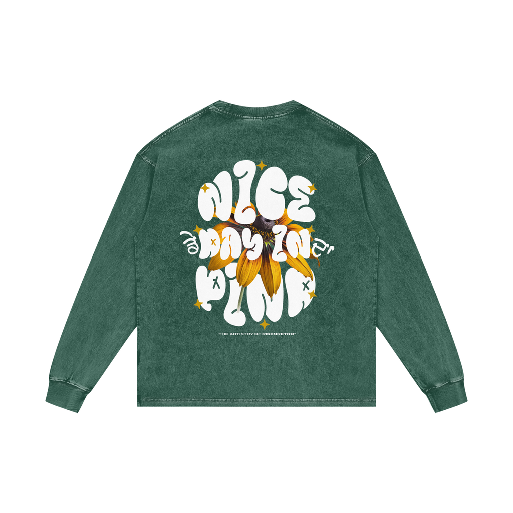 NICE DAY IN DA PIND | RISENRETRO | Acid Wash Oversize Long Sleeve T-Shirt