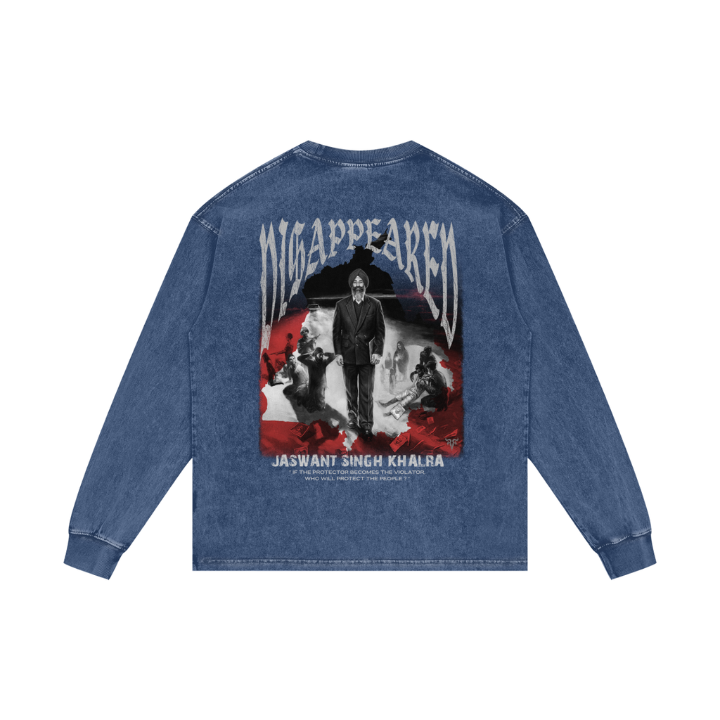 JASWANT SINGH KHALRA DISAPPEARED x Acid Wash Oversize Long Sleeve T-Shirt