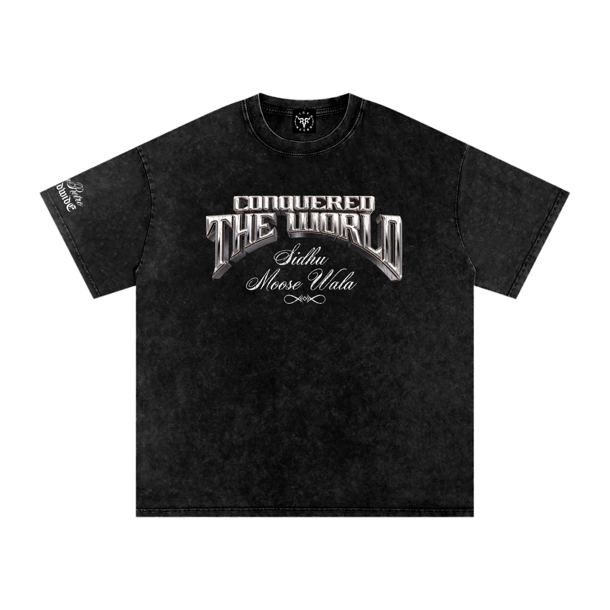 CONQUERED THE WORLD | Snow Washed Oversized Cotton T-Shirt | Sidhu Moose Wala