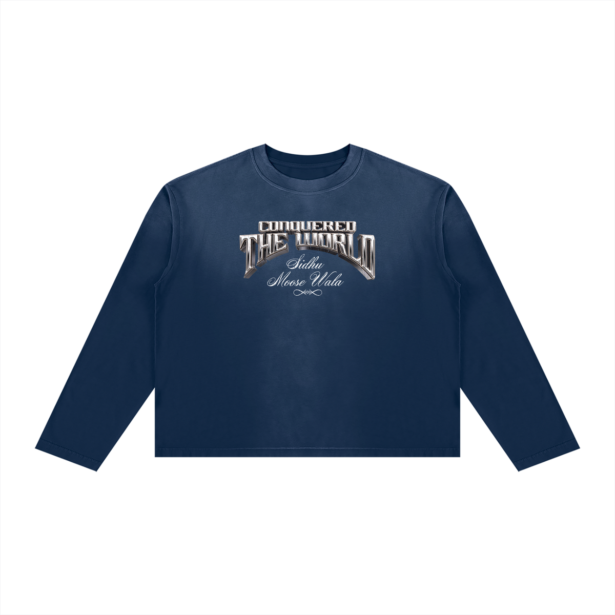 CONQUERED THE WORLD | Unisex Sunfade Boxy Long Sleeve T-Shirt | Sidhu Moose Wala