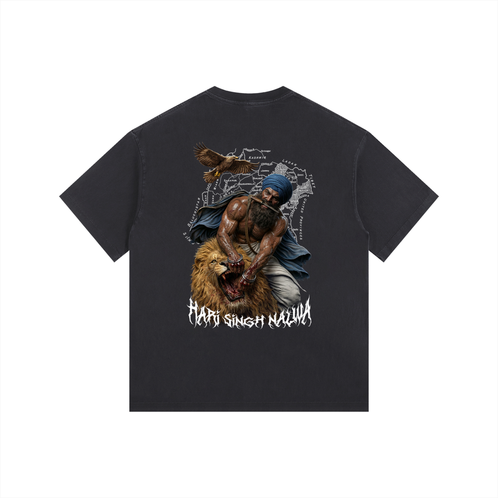SHER - E -PANJAB NALWA Vintage Washed Oversized Cotton T-Shirt