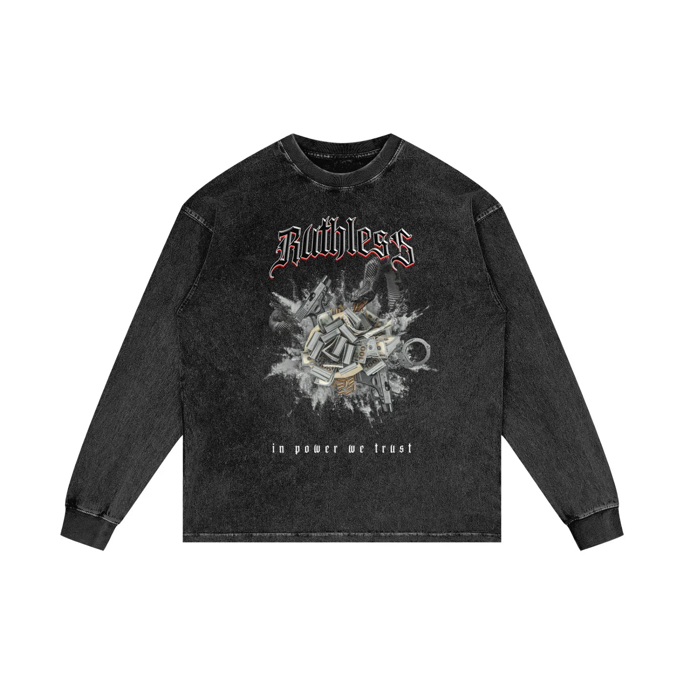 Ruthless X RisenRetro Acid Wash Oversize Long Sleeve T-Shirt